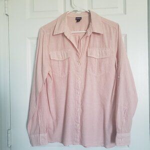 Patagonia White and Orange Long Sleeve Button Down Shirt